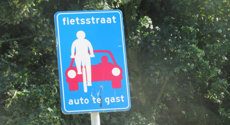 Foto eines niederländischen Verkehrsschilds: Auto te Gast