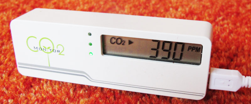 A photo of the CO2 meter