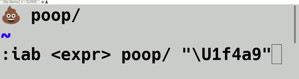Screenshot of a vi session showing the unicode PILE OF POO symbol