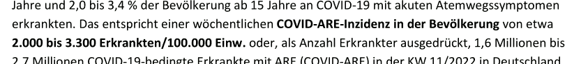 Screenshot-Zitat: COVID-ARE-Inzidenz zwischen 2000 und 3300/100000