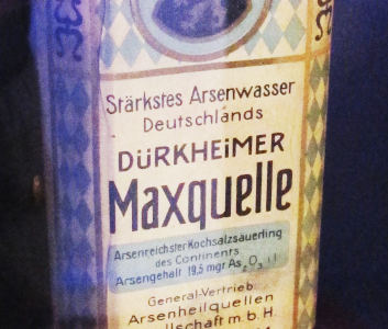 Flaschenetikett: Maxquelle, Stärkstes Arsenwasser Deutschlands