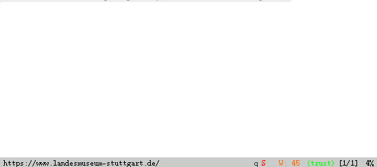 Screenshot eines Browserfensters für www.landesmuseum-stuttgart.de: Alles ist weiß