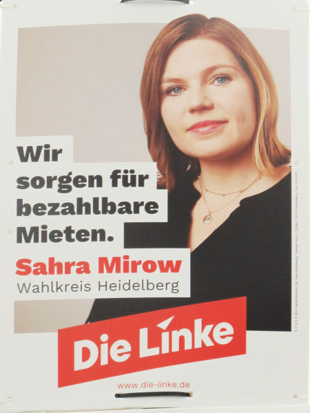 Plakat: "Wir sorgen für bezahlbare Mieten"